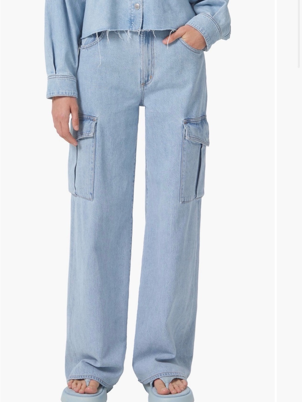 Agolde Minka Light Blue Wide-Leg Cargo Jeans